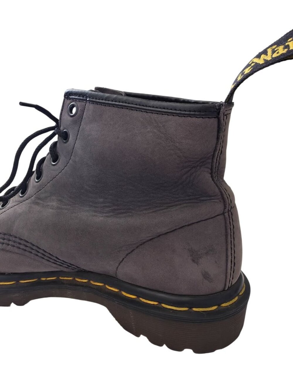 Vintage Dr. Martens 6-Eye Gray Leather Lace-Up Boots Made In England UK6/7M/8W - Picture 10 of 12